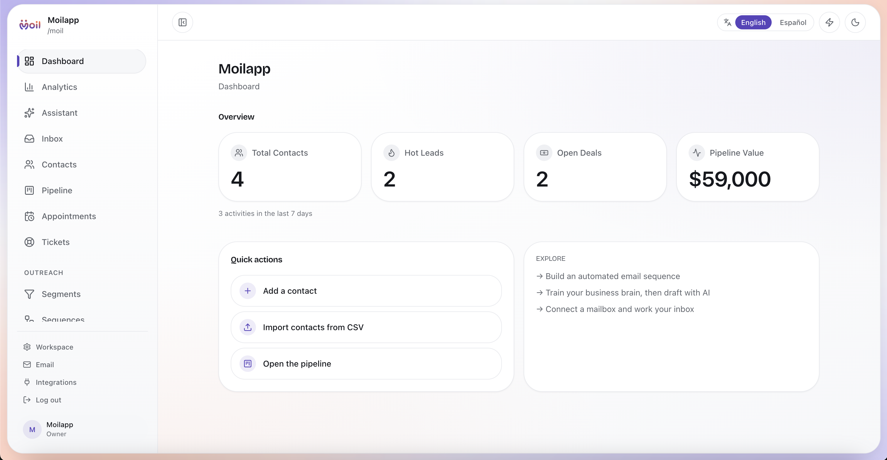 Moil CRM screenshot